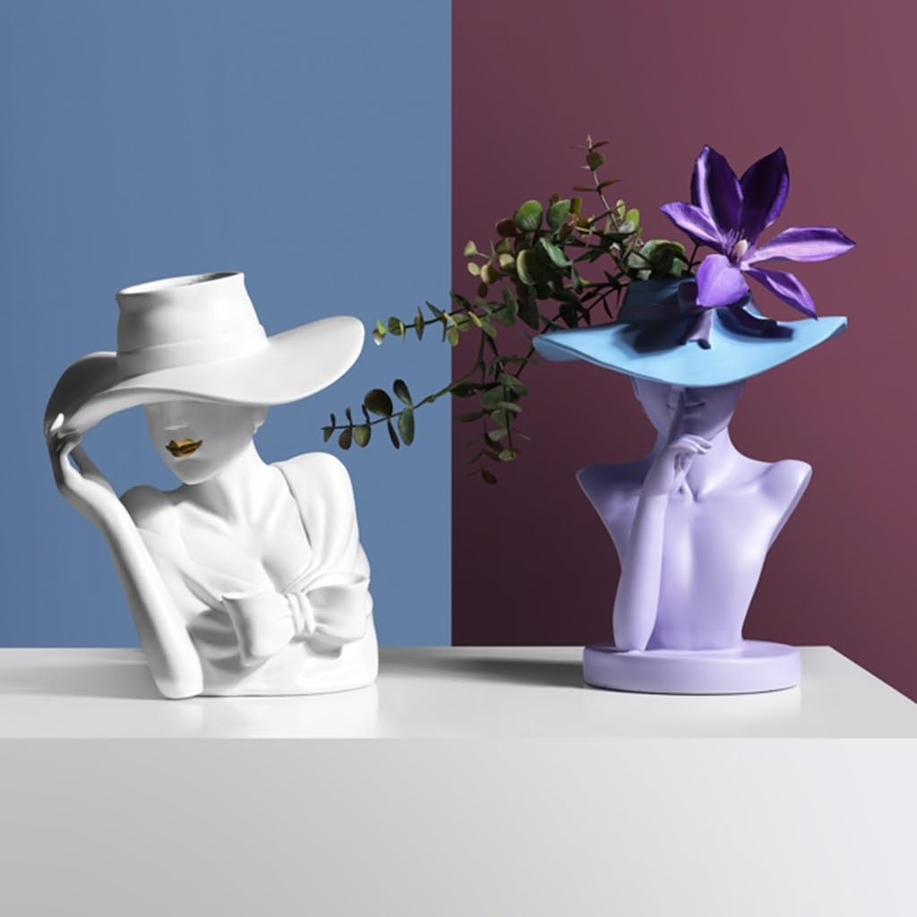 White Ceramic Flower Vase, Vases for Centerpieces, Coffee Table Decor, Modern Elegant Goddess Vase Ornaments, Ceramic Flowers in the Living Room, Decorative Vases, Flower Pot