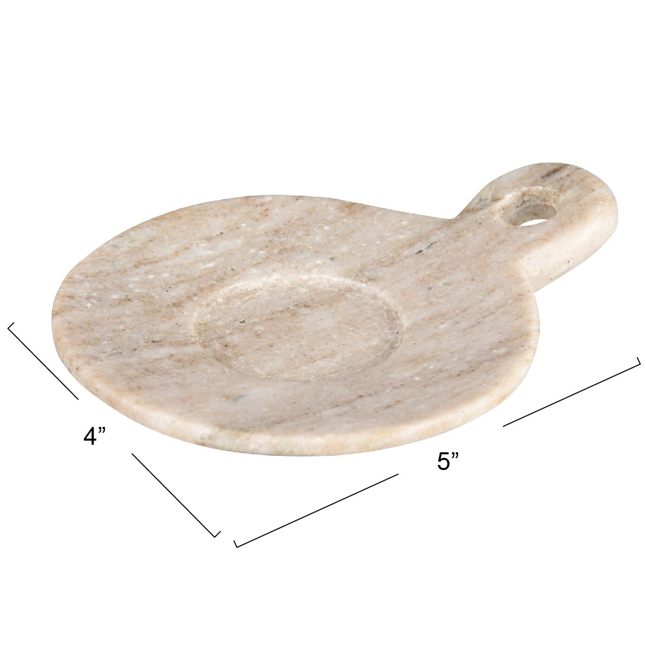 Creative Co-Op Hand-Carved Marble Dish with Handle, Beige