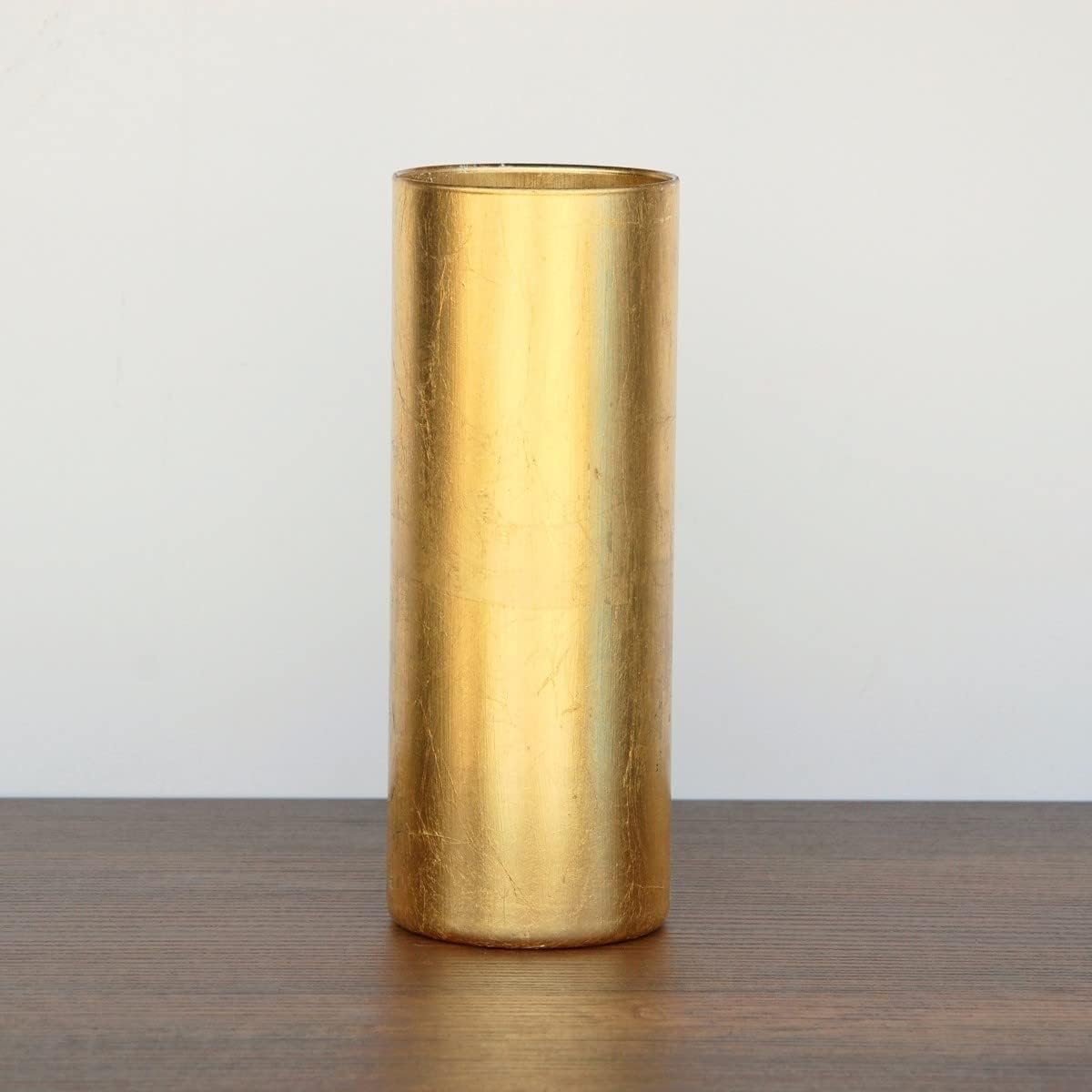 Gilt Gold 10" Glass Cylinder Vase