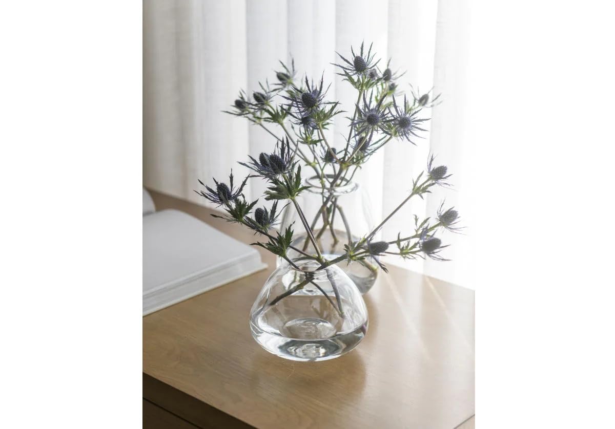 Handblown Clear Glass Dimpled Vase - by Alice Lane Home Collection - Elegant Home Decor Vase for Fresh & Faux Flowers, Table Centerpiece, Mantel, Office - Small