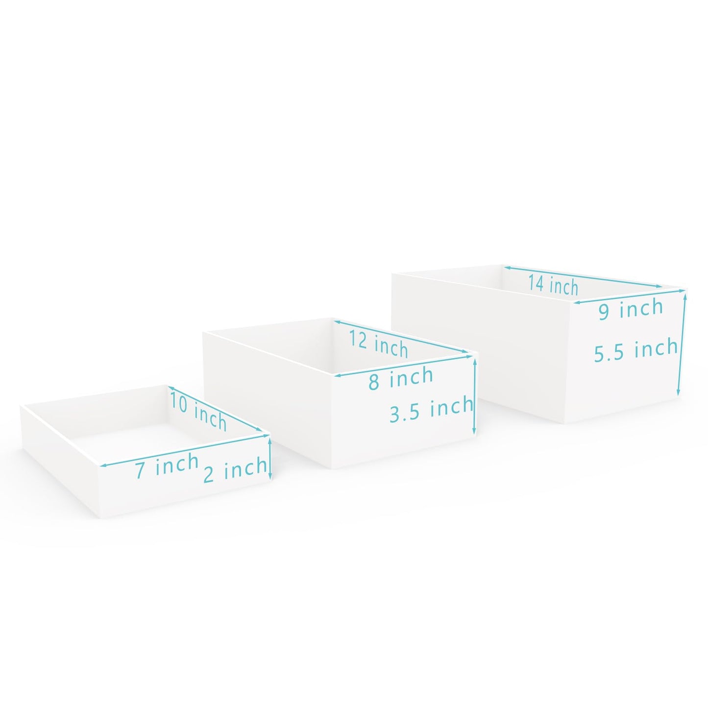 Laumffon Oversized Buffet Risers, Food Display Stand for Catering Dessert Collectibles Jewelry Figures Show, White Acrylic Cuboid Display Nesting Risers with Hollow Bottoms, Cuboid, 6 Pcs, 10x12x14