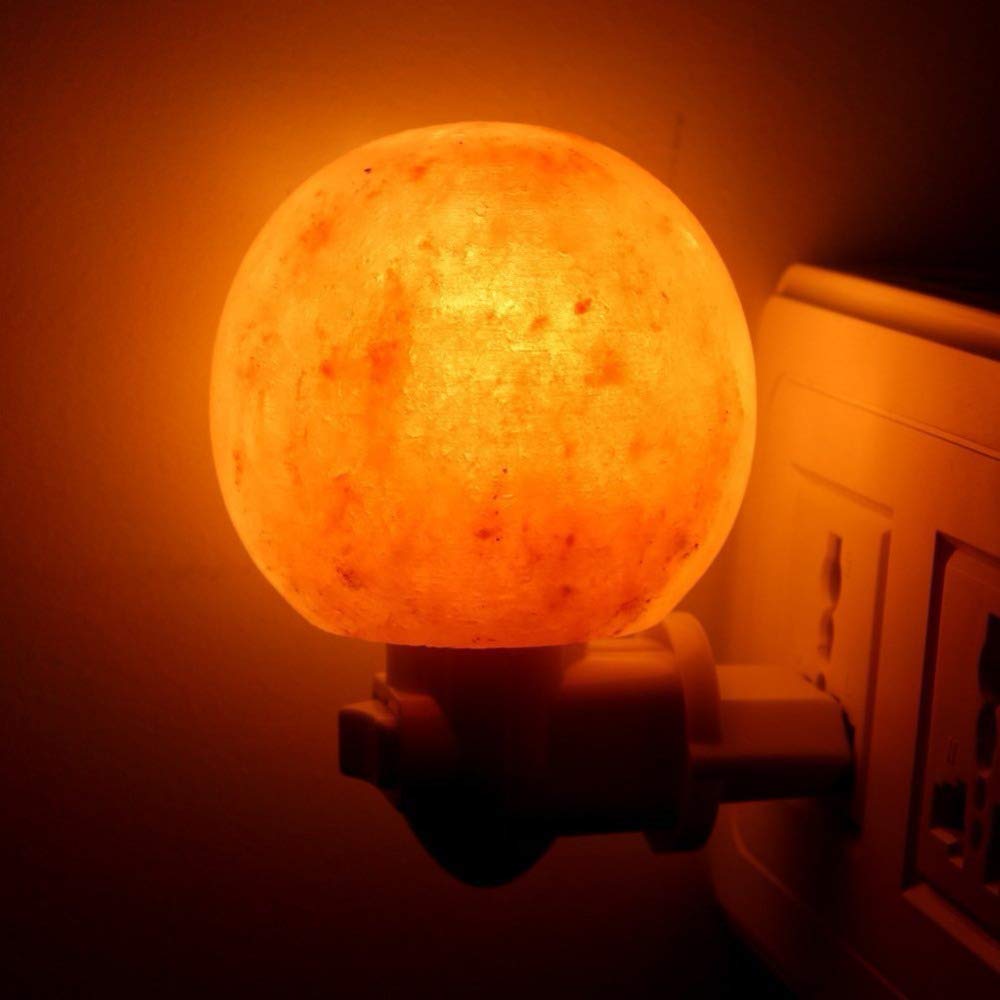 Fantasee Himalayan Salt Lamp Night Light with Extra Bulbs, Natural Hand Carved Salt Crystal Wall Light Release Negative Ions Perfet for Bedroom, Living Room, Office, Home Decor, Yoga (1 Pack, Round)