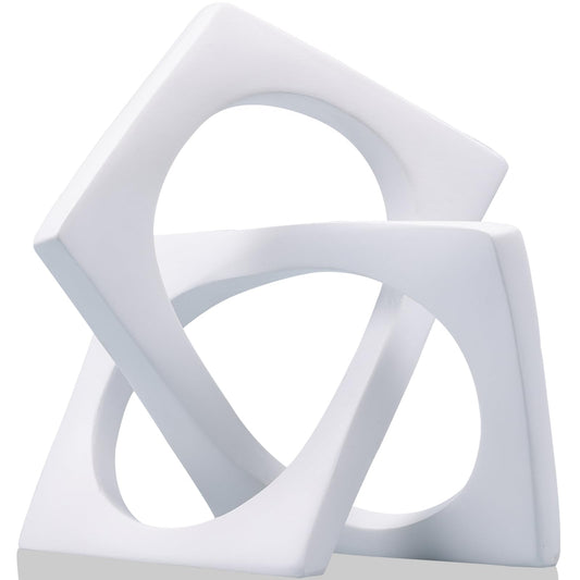 Modern Geometric Sculpture White Knot Statue Decor, Home Bookcase Centerpiece Jax Decorative, Tabletop Sculpture and Figurines, for Home Decor Accent Cube Ornaments