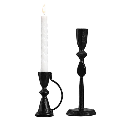 Candle Sticks Holder Decor, Set of 2 Vintage Black Candle Holders, Modern Decorative Tapered Candlestick Holders Centerpiece for Dining Table Centerpiece, Wedding, Party Decor