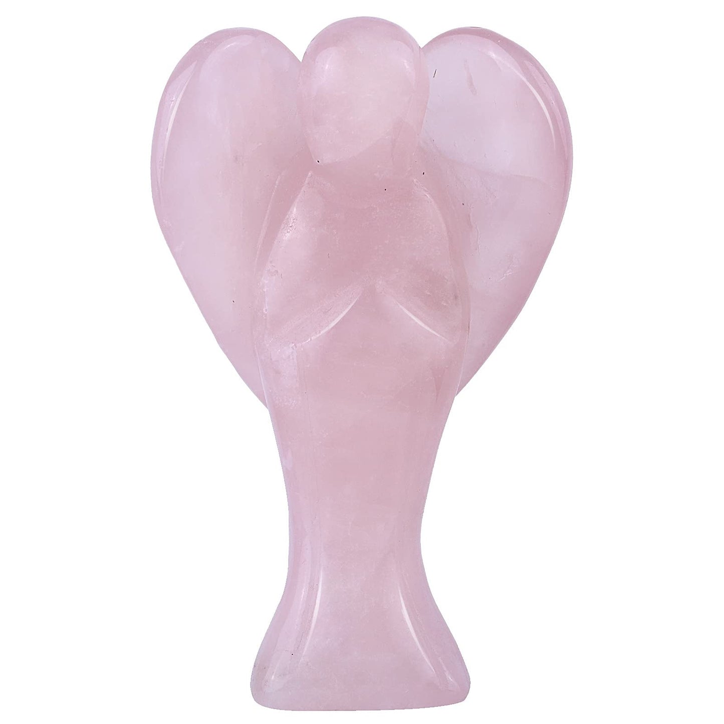 TUMBEELLUWA 3 Inch Carved Crystal Guardian Angel Figurine Healing Peace Angel Palm Pocket Stone Statue, Rose Quartz
