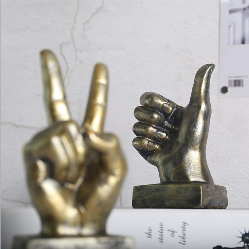 Nice purchase Hand Finger Gesture Desk Statues Fingers Sculpture Creative Home Living Room Cabinet Shelf Decoration (Victory Gesture in Silver)