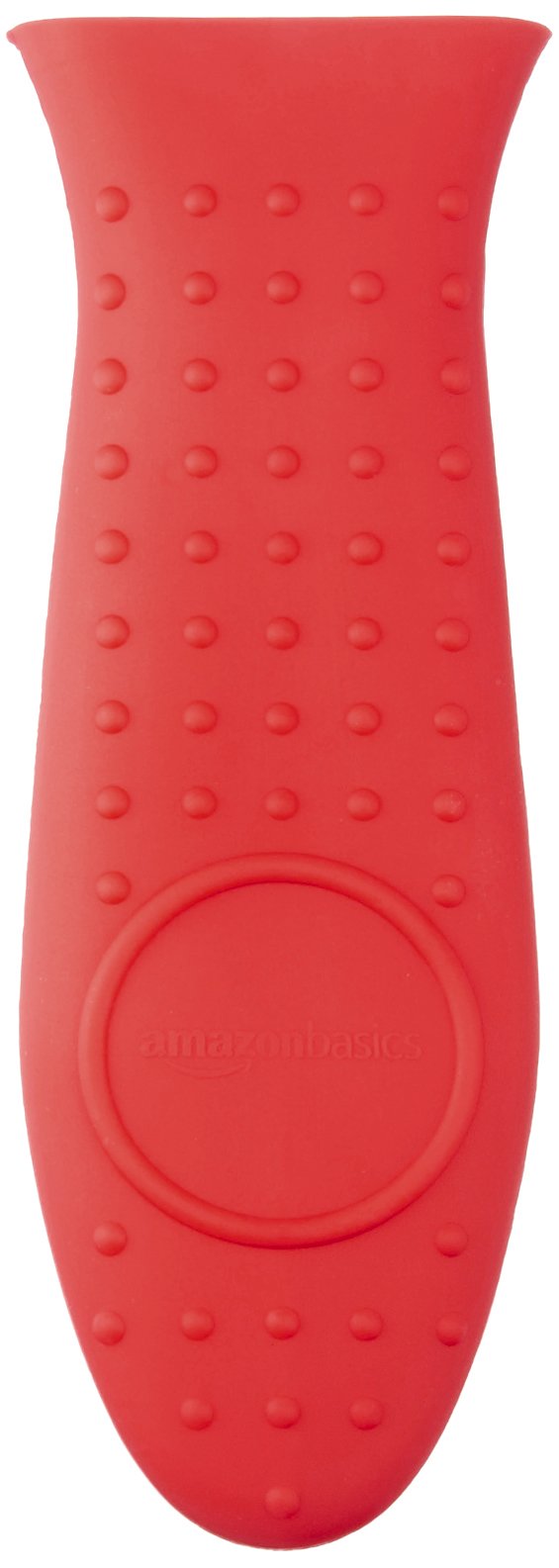 Amazon Basics Heat Resistant Non-Slip Silicone Hot Handle Holder, Rectangular Pot Handle Cover for Kitchen, Insulating Protection, Red, 5.6"L x 1.9"W