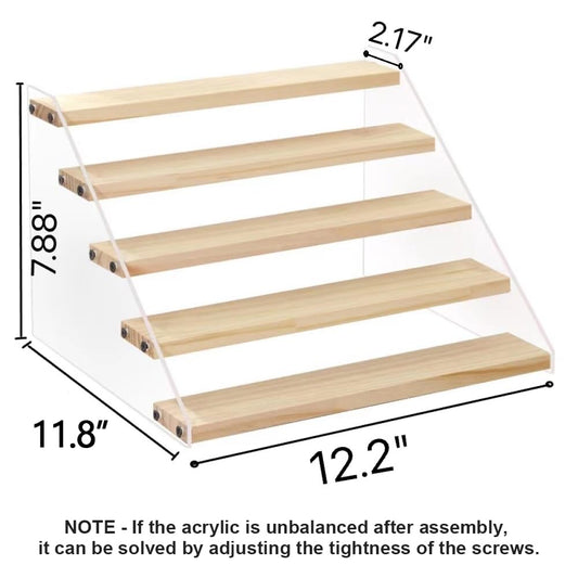 VAEHOLD Spice Rack Organizer for Cabinet & Countertop - Seasoning Organizer Spice Shelf - Space Saving Wooden Display Risers Shelf Showcase Fixtures Jewelry (5 Tier)