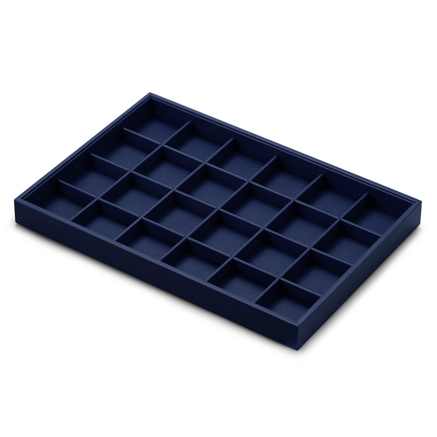 Oirlv Stackable Premium Leather Jewelry Trays 24 Grid Jewelry Organizer for Drawer Rings Earrings Holder Organizer