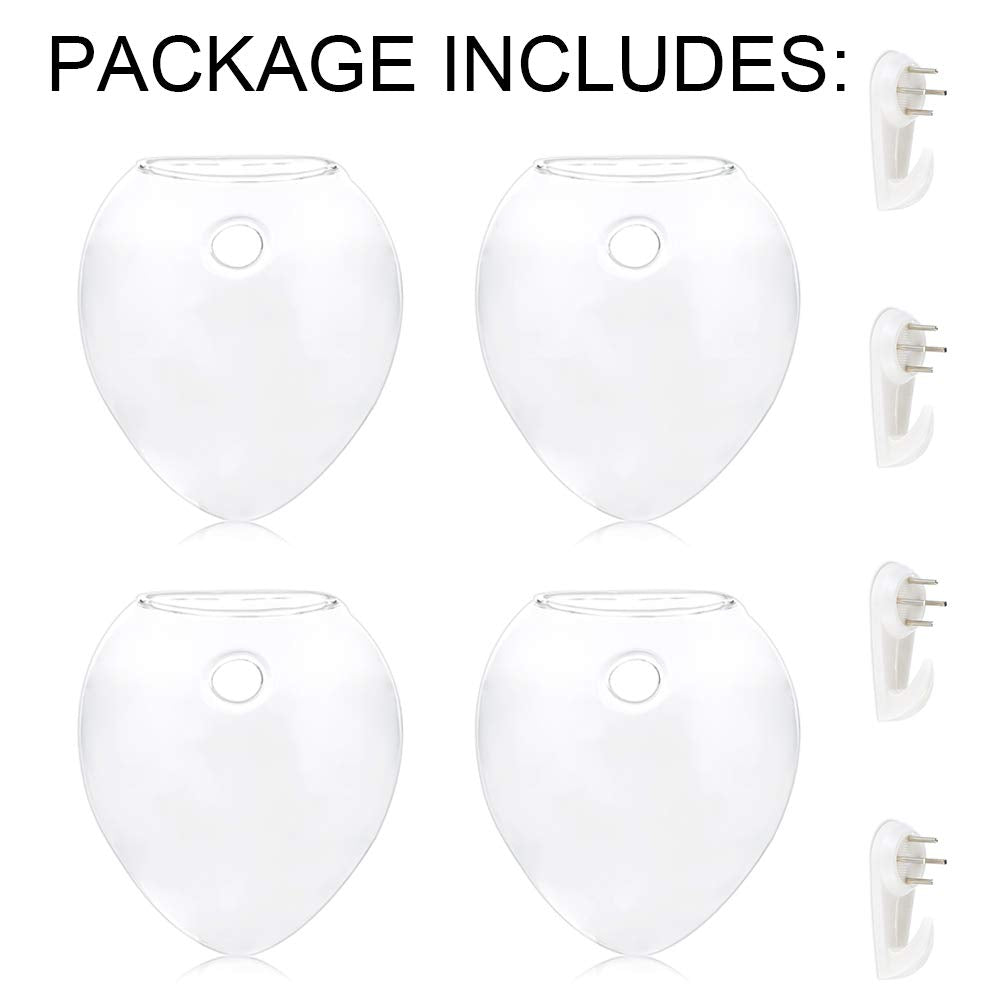 NUPTIO Hanging Planter Wall Terrarium: Glass Plant Holder 4 PCS Water Planting Vases Succulents Container Hydroponics Pots Clear Propagation Station Airplant Display for Office Home Living Room Gifts