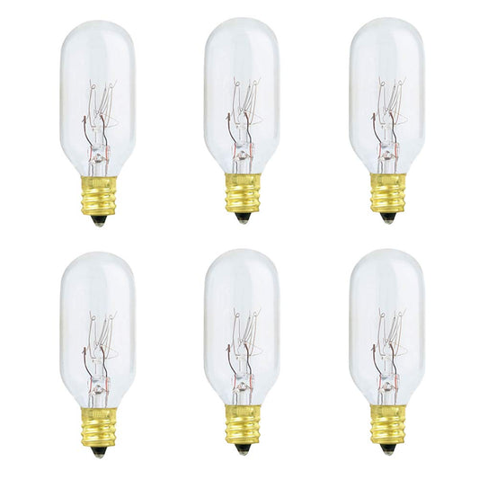 Xtricity 25W Incandescent Appliance and Himalayan Salt Lamp Light Bulb, T8, E12 Candelabra Base, Dimmable, 130V (6 Pack)