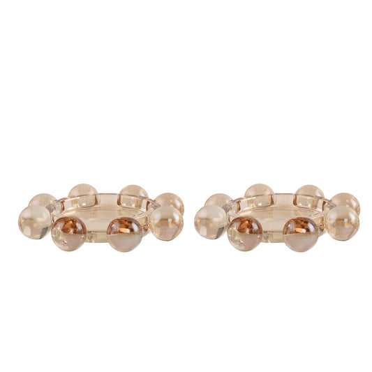Kitcom Crystal Candle Holders Pack of 2 Pillar Candlestick Decorations for Home Party Dinner Christmas 5.9'' X 1.2'', Suitable for Large Cylindrical Candles, Champagne Color