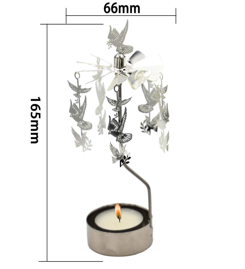 HOKHBCW Rotary Candle Holder Spinning Candleholder Metal Small Gift (Dove of Peace)