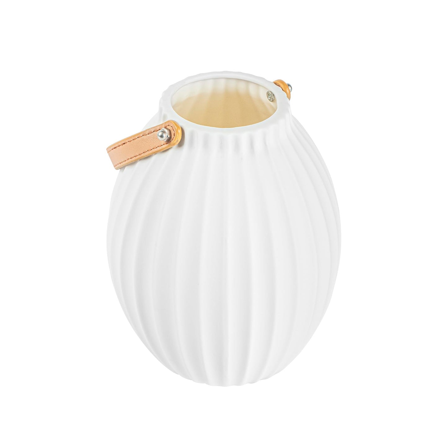 Restaurantware-Table Art Decorative Lantern Vase, 1 Minimalist Style Vase - With Attached Handle, Modern, White Porcelain Vessel, Use Candles Or LED Lights, In Kitchen, Living Room, Office, And More