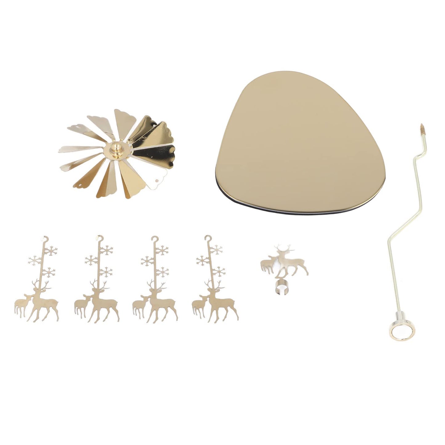 Candle Holder Round Triangle Candle Holder Rotating Candle Holder Tray Rotating Aromatherapy Wind Chime Candle Holder (Golden Snowflake Deer (No Candle Cup))