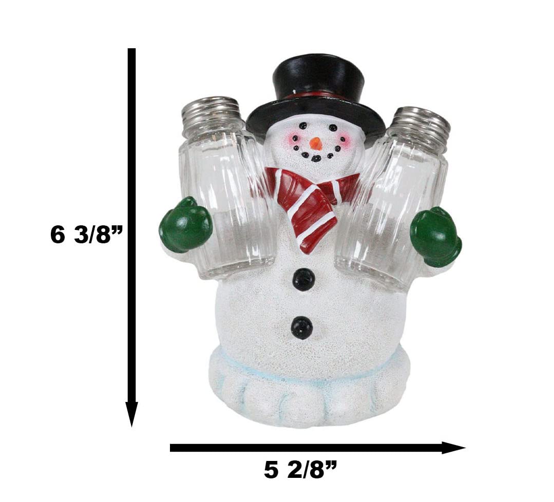 Ebros Gift Christmas Winter Santa's Frosty The Snowman With Black Top Hat Glass Salt And Pepper Shakers Holder Figurine Jolly Seasoning Festive Accent Kitchen Bar Decorative 6.5"H
