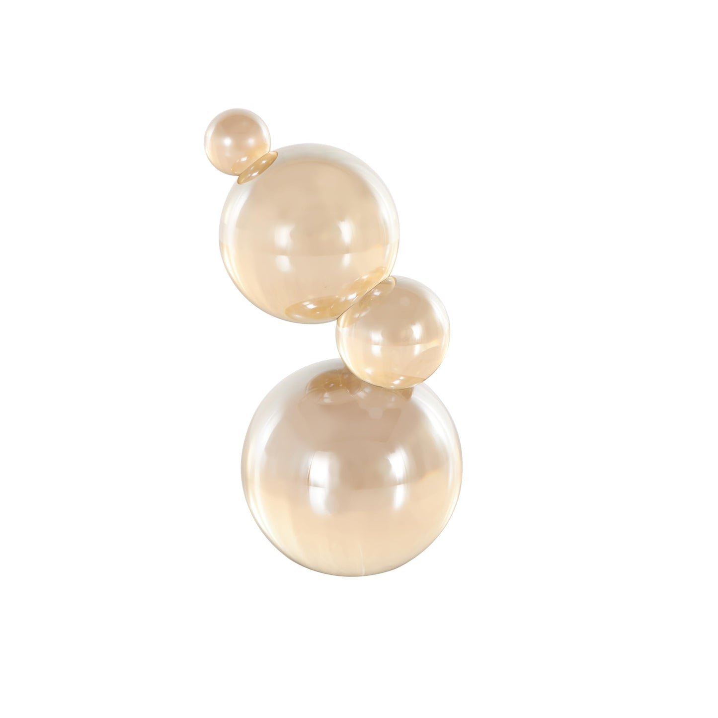 Deco 79 Glass Abstract Decorative Sculpture Stacked Orbs Home Decor Statue, Accent Figurine 4" x 4" x 8", Beige