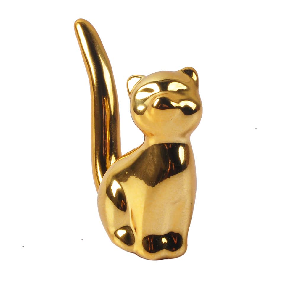 NWFashion Golden Small Animal Statues Home Decor Modern Style Gold Decorative Ornaments (Upward Cat)