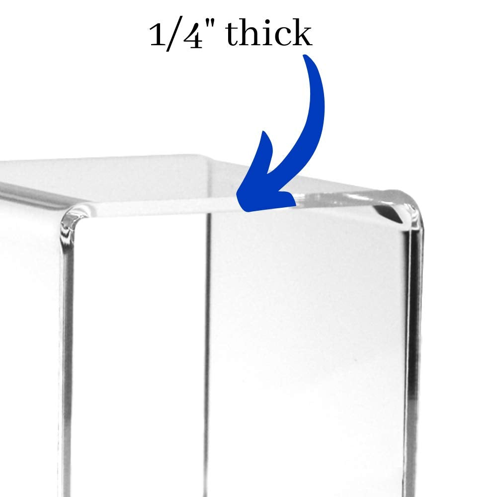 Clear Acrylic Display Risers Set of 3, Assorted 4 5 6 Inch Retail Pedestals, Transparent Tabletop Stands for Jewelry, Figurines, Crafts, Collectibles, Store Fixtures, Dessert Table and Product Displays