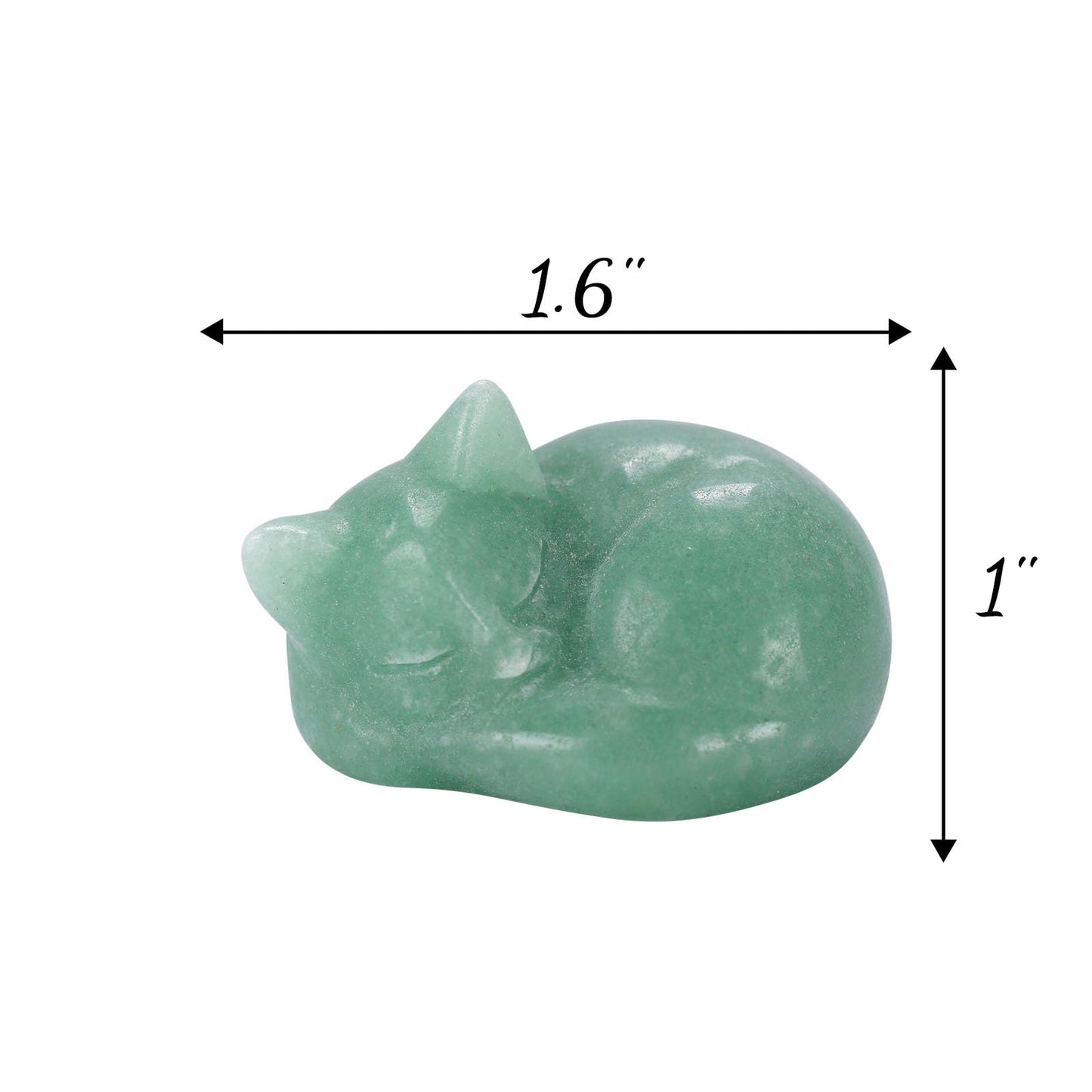 IBWell Small Crystal Cat Figurines Cat Decor for Desk Home Office Healing Cat Statue for Cat Lovers Cute Cat Decoration for Men Women Crystals and Stones Sleeping Cat Decor - Green Tung Ling