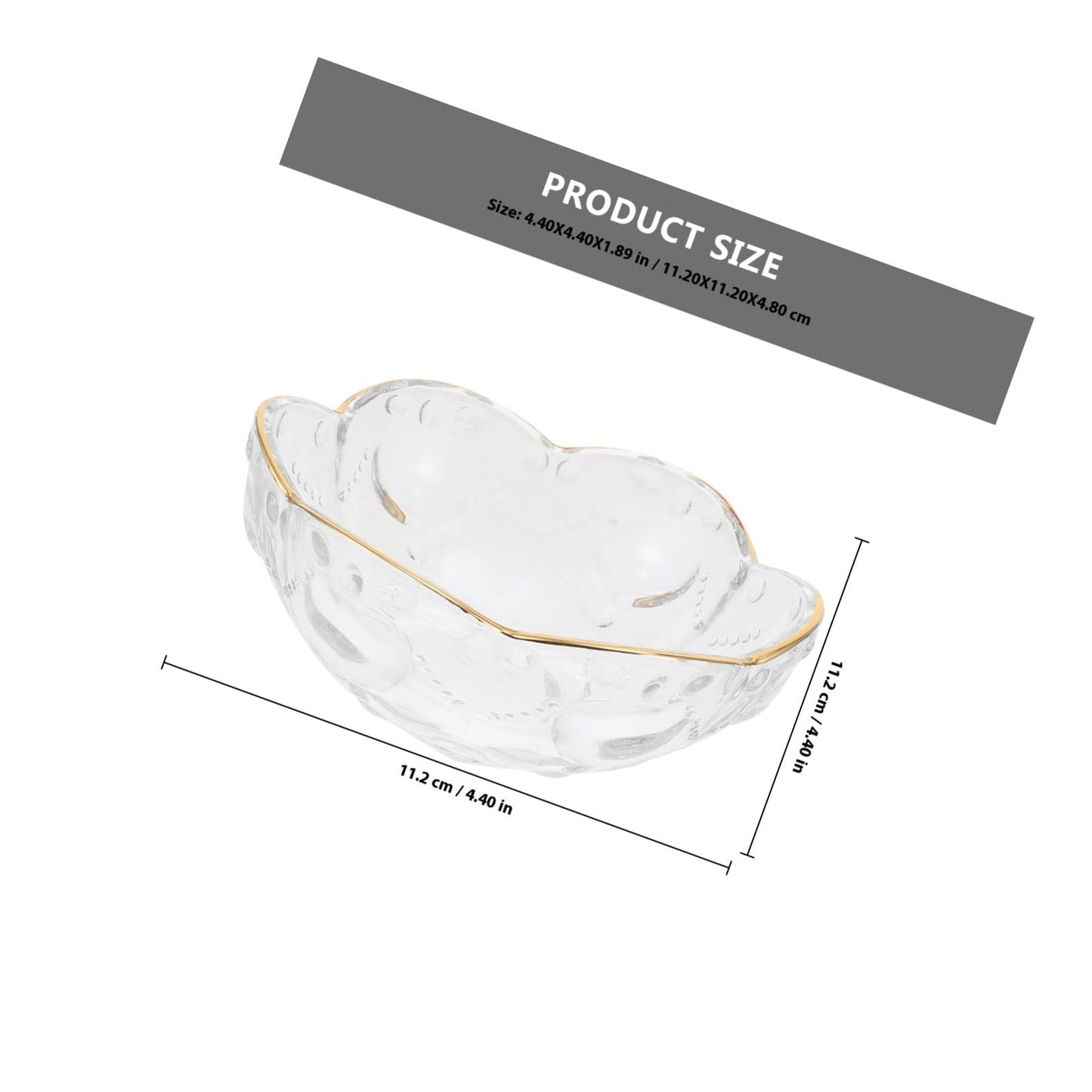 Toyvian Glass Salad Bowl with Gold Rim, 6inch Flower Shaped Decorative Serving Bowl for Dessert Fruit Popcorn and Snack Elegant Clear Glass Kitchen Tableware for Home Dining Parties