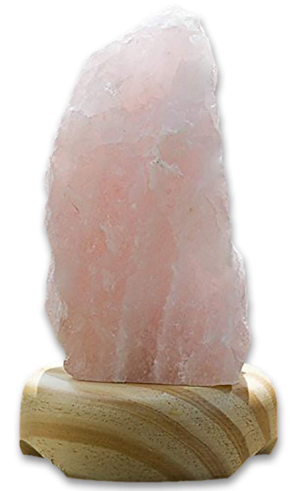DesertUSA Rose Quartz Lamp on Wood Base Plus, Bonus Mineral Included