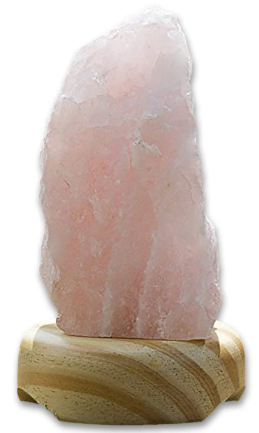 DesertUSA Rose Quartz Lamp on Wood Base Plus, Bonus Mineral Included