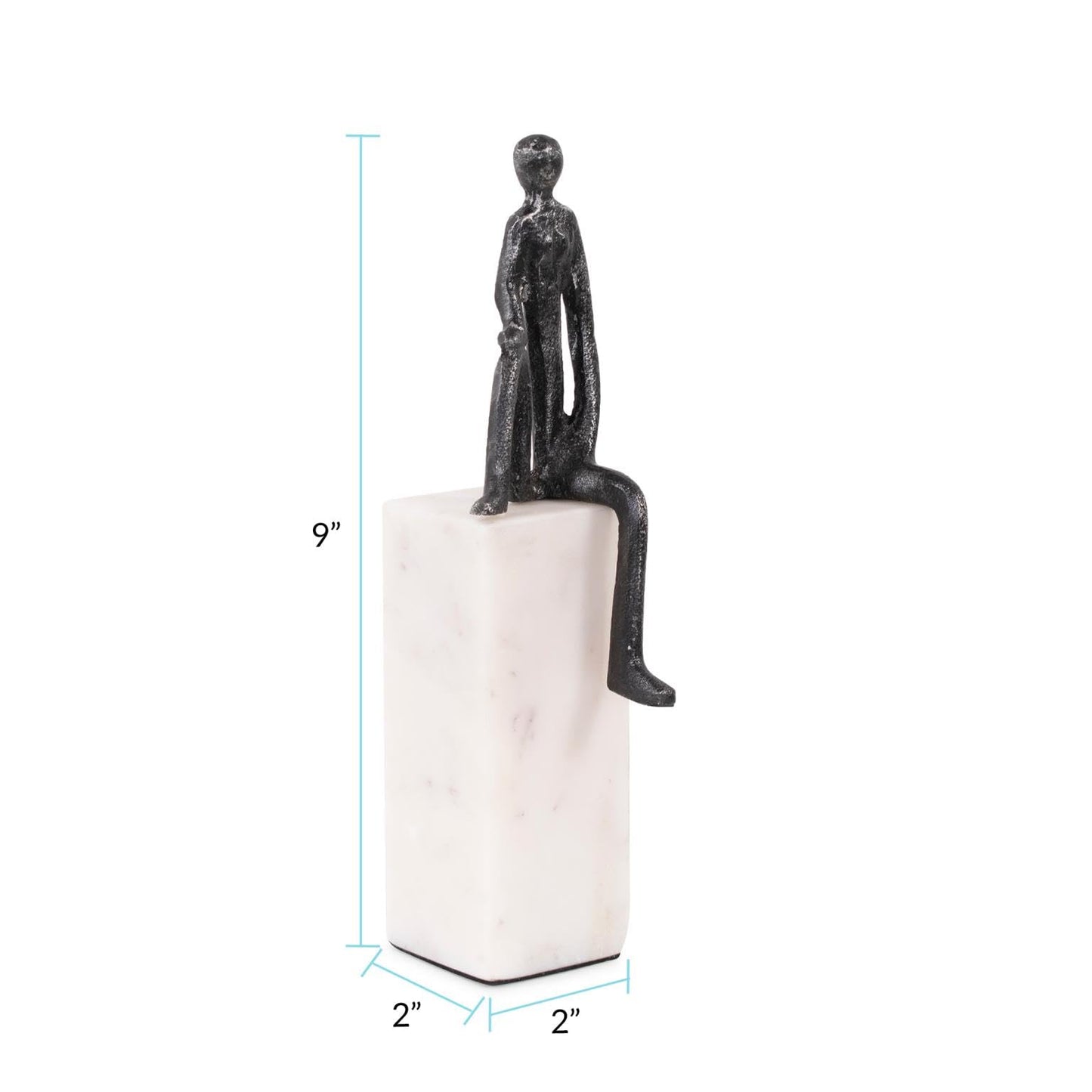 Howard Elliott Collection Proud Moment Sculpture, Iron Figure Accent on White Marble Base, Modern Decorative Figurine for Table, Shelf or Office Decor, 8H x 8W x 8D, Black and White