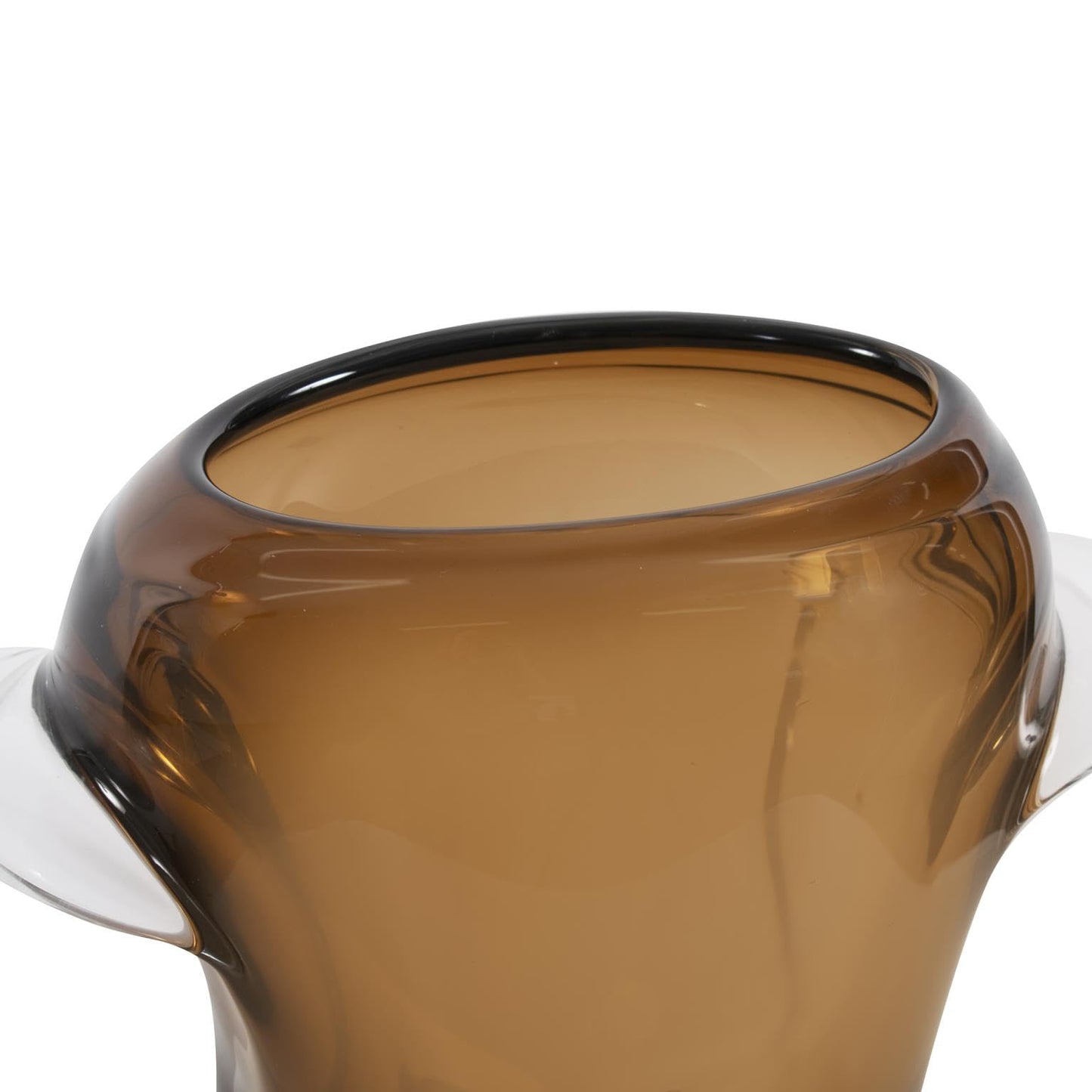 Howard Elliott Collection Smokey Umber Flared Edge Glass Vase Tall, Handcrafted Amber Glass Vase with Sculpted Shape, Decorative Accent for Table, Shelf or Centerpiece, 11.75H x 12W x 6.75D