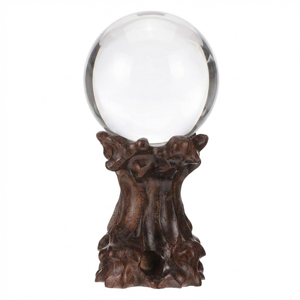 Didiseaon Wood Crystal Ball Stand 2.16X1.96X1.57In Carving Base Creative Display Pedestal for Crystal Sphere Home Decor Desktop Ornament