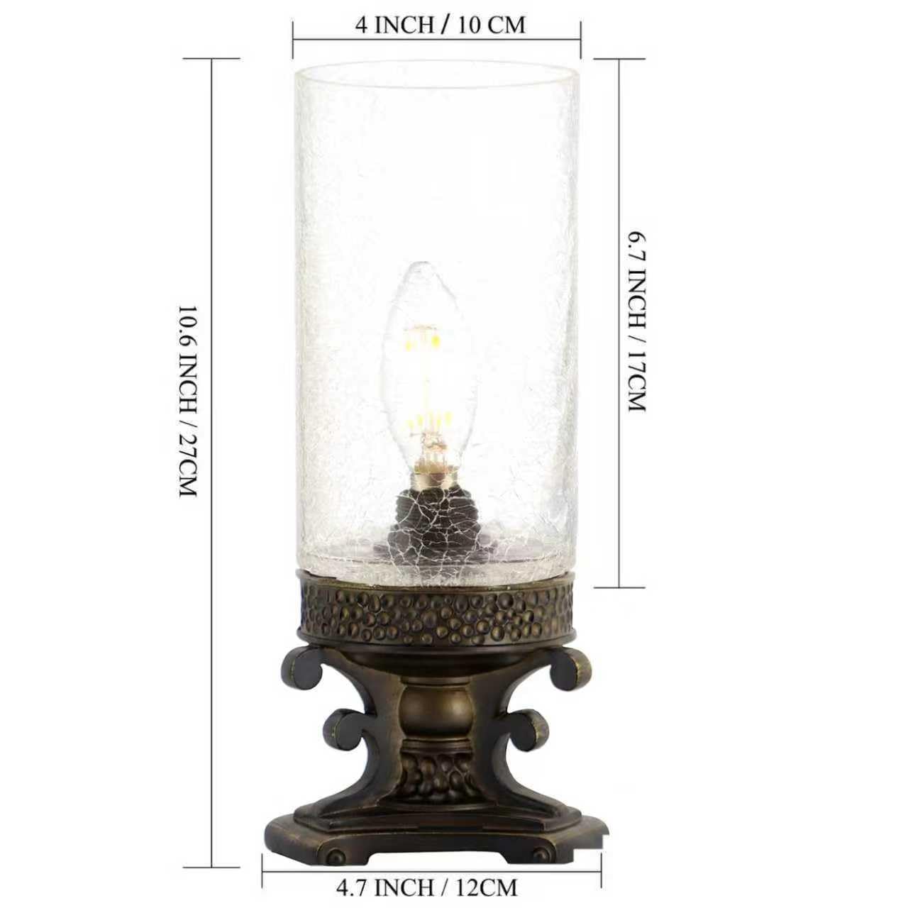ANYONGLU Glass Table lamp with fine Cracks, Small Candle Holder,