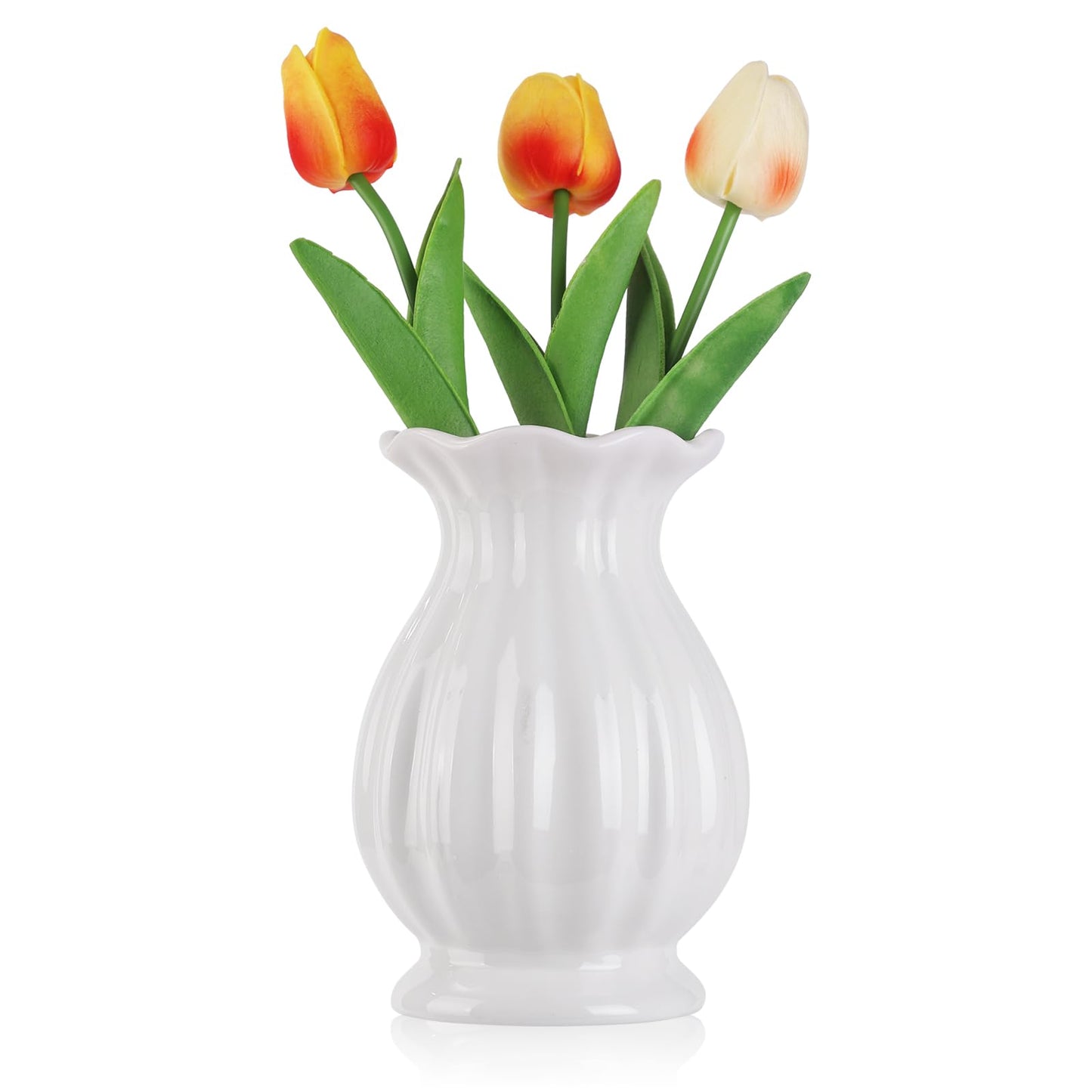 Unique Lotus Designed Ceramic Modern Decorative Bouquet Vases Minimalism Flower Vases for Office Living Room Cabinet Wedding Decorations - 7.8’’