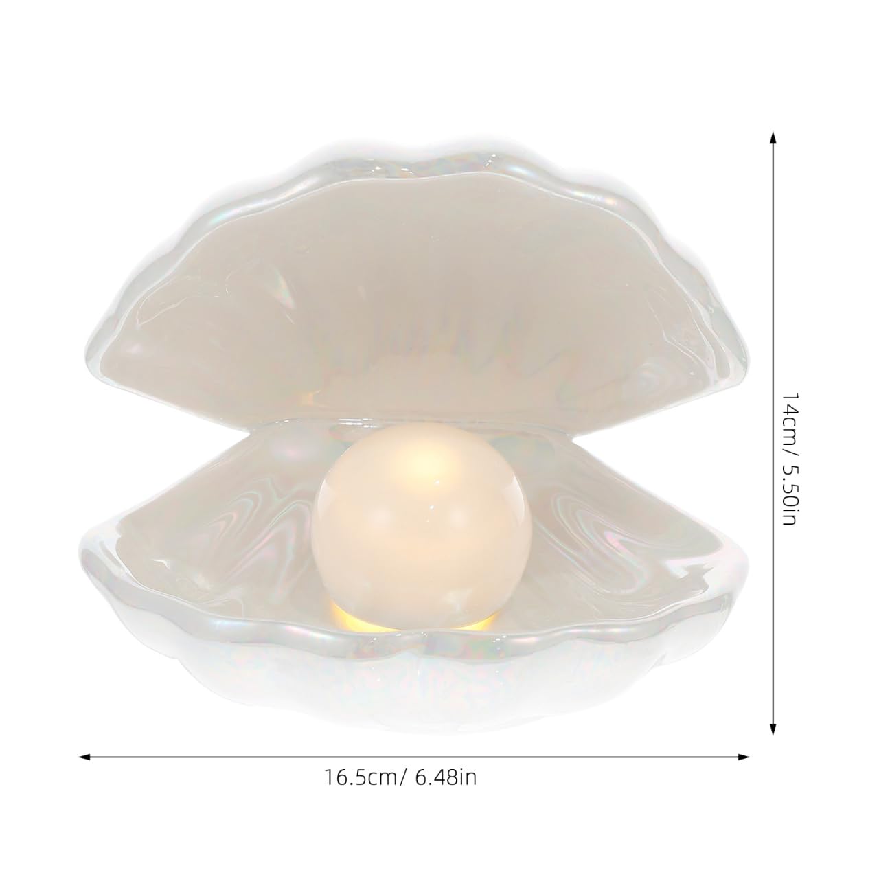 TOYANDONA Ceramic Shell Pearl Light - White Led Clam Lamp with Removable Pearl Battery Operated Soft Light for Room Tabletop Decor, Ideal Birthday