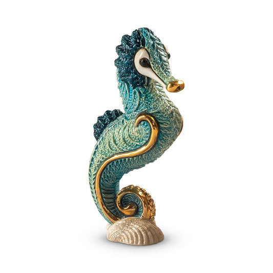 De Rosa Handmade Sculpted Ceramic Seahorse Figurine (Turquoise)