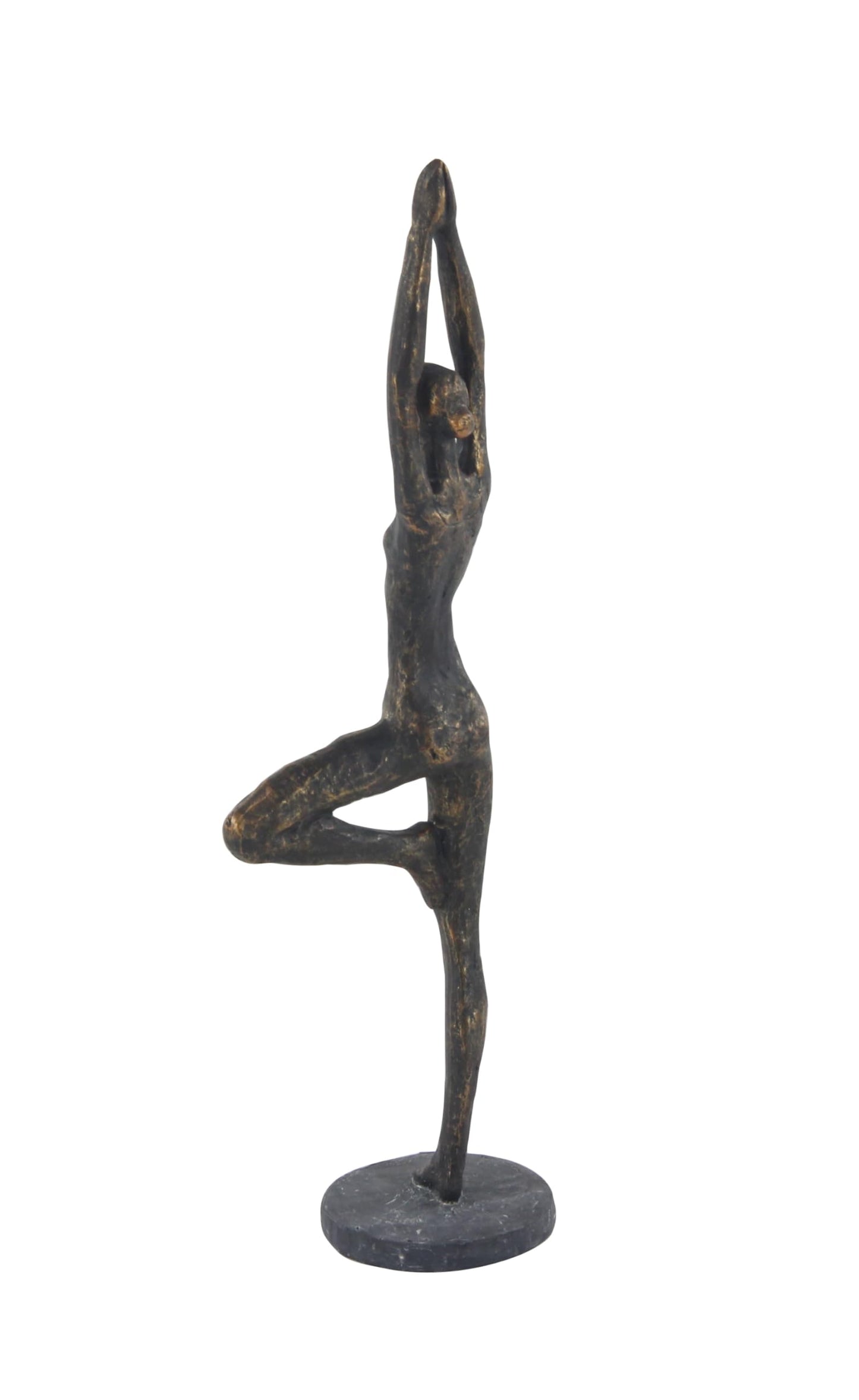 Deco 79 Polystone Yoga Decorative Sculpture Home Decor Statue, Accent Figurine 6" x 4" x 18", Brass