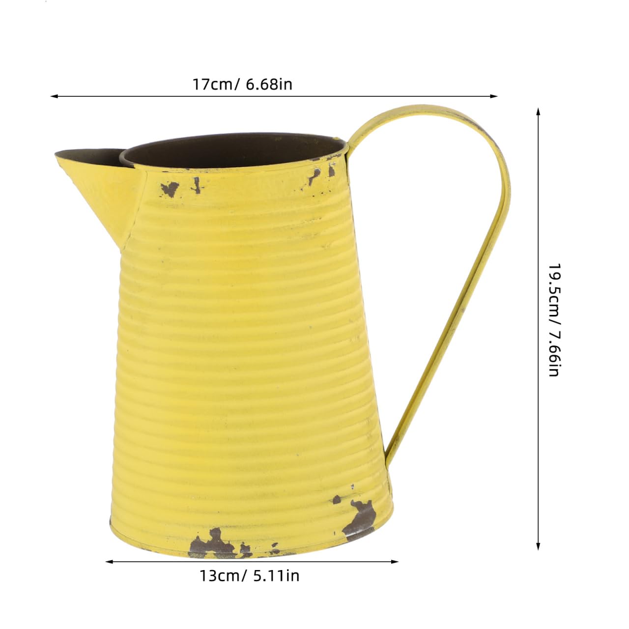 Yellow Farmhouse Flower Vase Retro Metal Kettle Vase 8 Inch Rustic Galvanized Flower Pitcher Shabby Chic Country Style Table Centerpiece Home Decor Tin Bucket