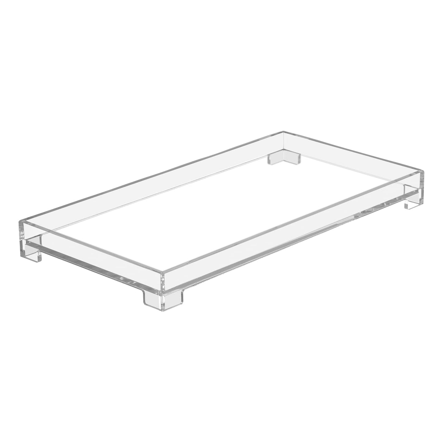 DELIPPLY Vanity Bathroom Tray, Acrylic Rectangle Decorative Catchall Organizer Storage Tray (Large-Clear)