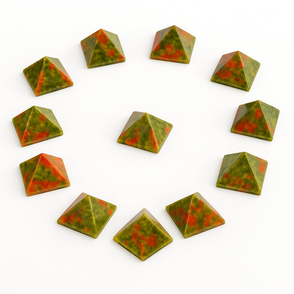 WholesaleGemShop Beautiful Lot of 10 Unakite Gemstone Pyramids Crystal Reiki Vaastu Healing