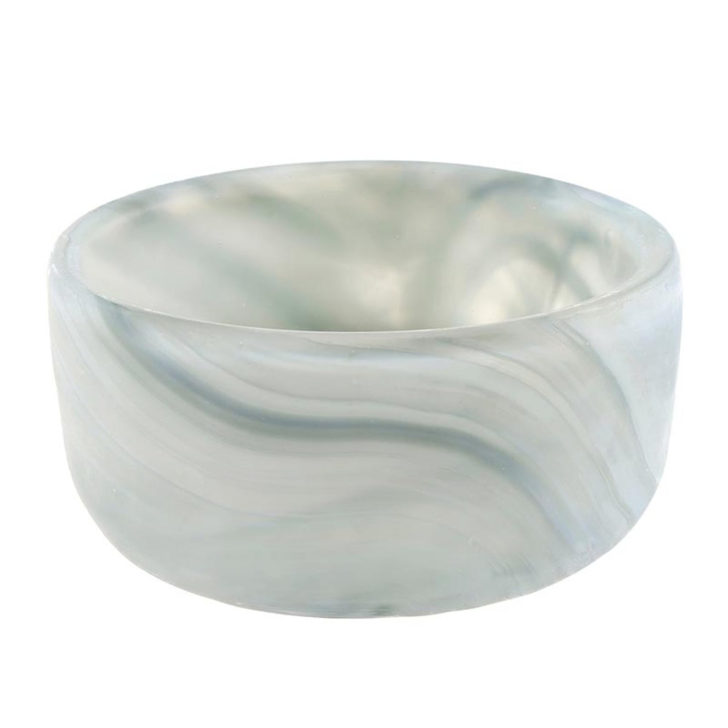 47th & Main Small Decorative Glass Pinch Pot Dish, 3" Diameter x 1" Tall, Muted Blue