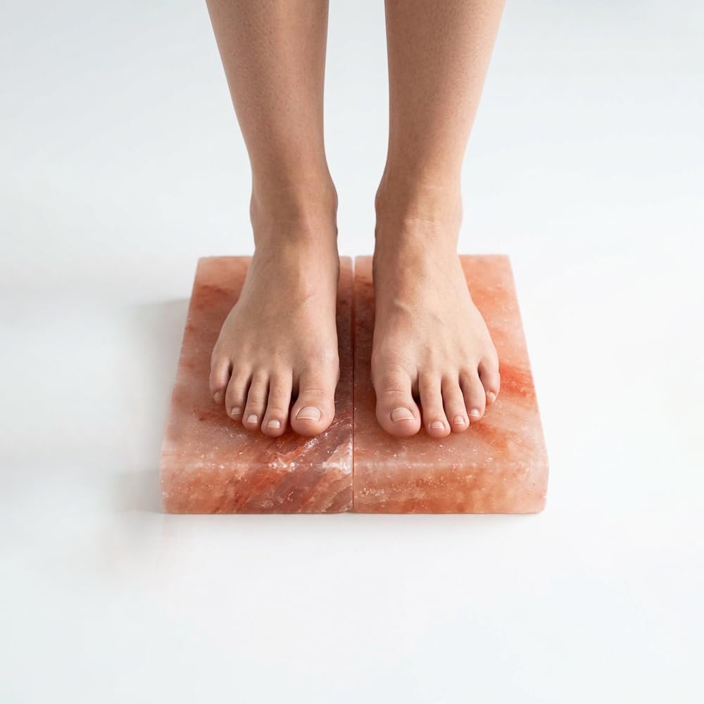 2 Himalayan Salt Foot Tiles Pair of Natural Pink Salt Blocks for Feet, Rest & Spa Stones Natural Salt Block, Salt Brick for Foot Soak, Relaxation & Odor Neutralizer