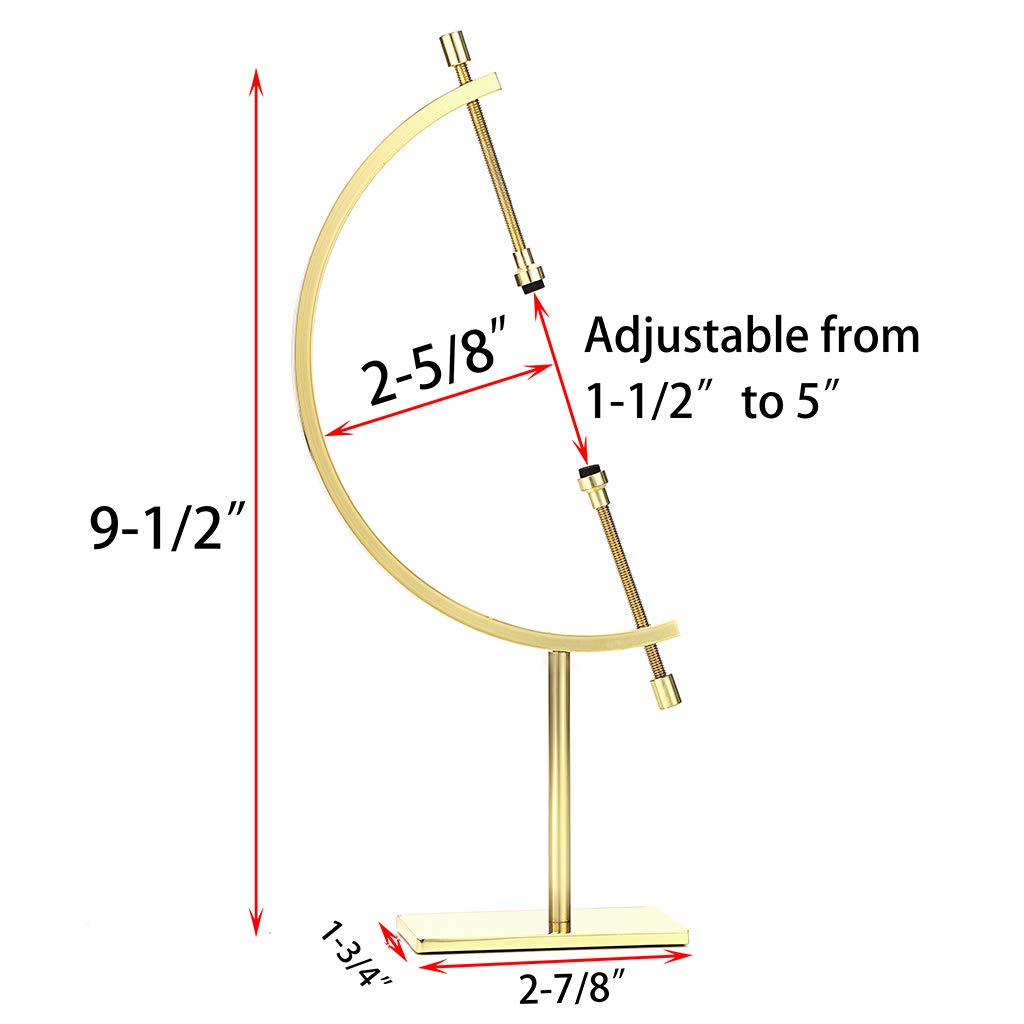 JUXYES Golden Toned Sphere Holder Caliper Stand, Caliper Style Display Stand For Mineral, Ornament, Gem, Shell, Coin, etc (M)