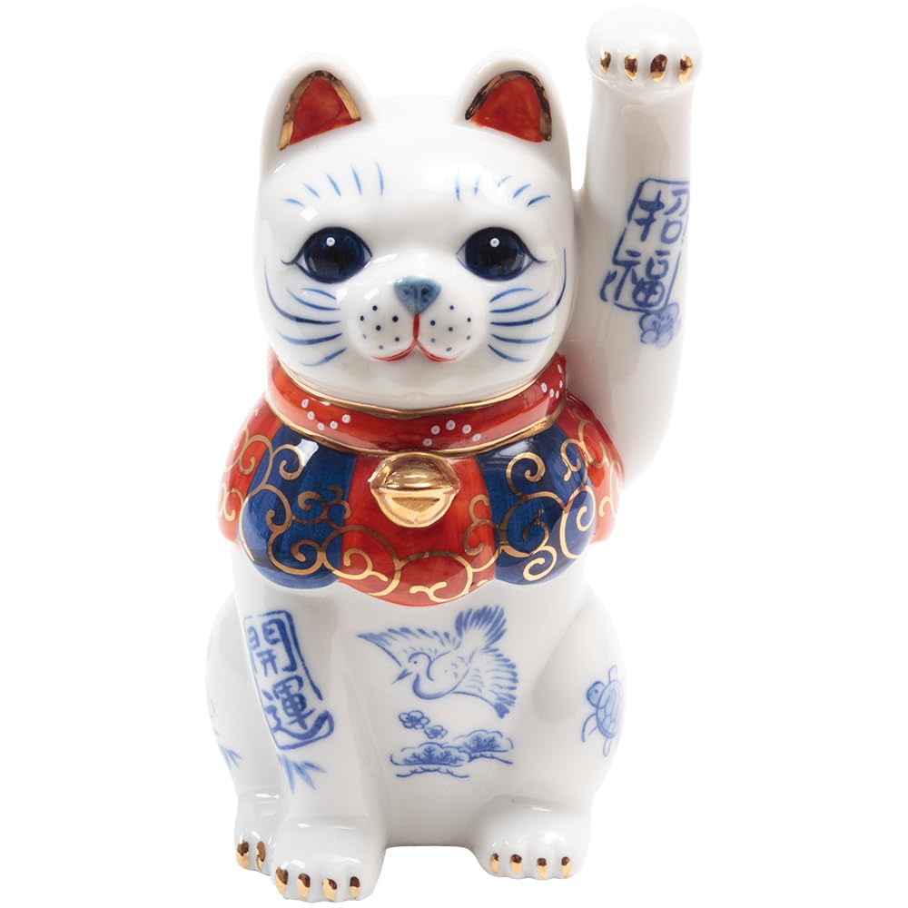 YOSHINOYA KYUBEI Japanese Decor Cat Decor Lucky cat 5.6 in Cat Figurine Maneki Neko Porcelain 7480-Z-US