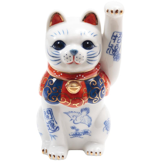 YOSHINOYA KYUBEI Japanese Decor Cat Decor Lucky cat 5.6 in Cat Figurine Maneki Neko Porcelain 7480-Z-US
