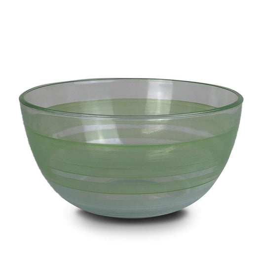 Golden Hill Studio Hand Painted Salad Serving Bowl - Cape Cod Cottage Green Collection - Hand Painted Glassware by USA Artists - Unique and Decorative Small Serving Bowl 6", Kitchen Table Décor
