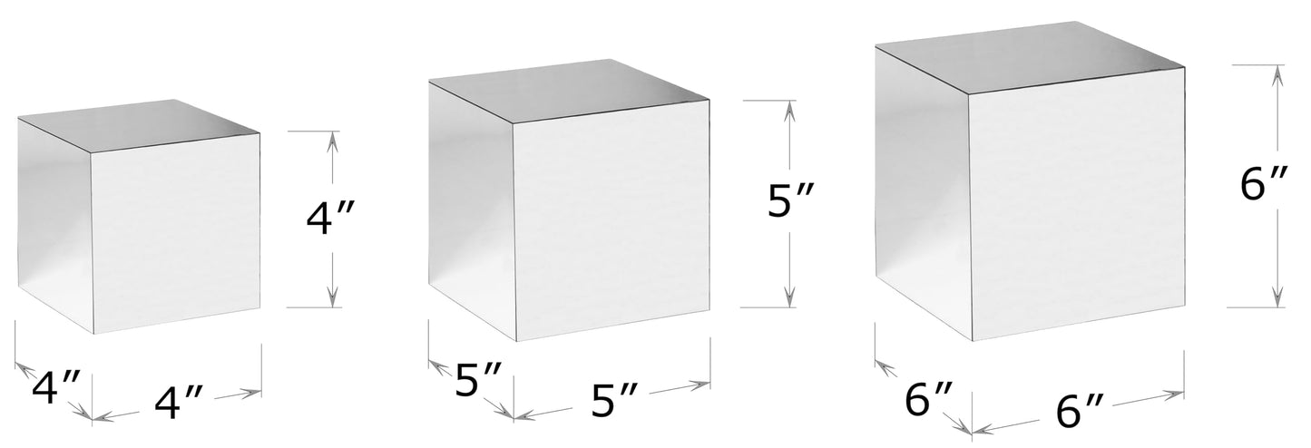Red Co. Set of 3 Glossy Silver Acrylic Cube Display Nesting Riser Stands with Hollow Bottoms