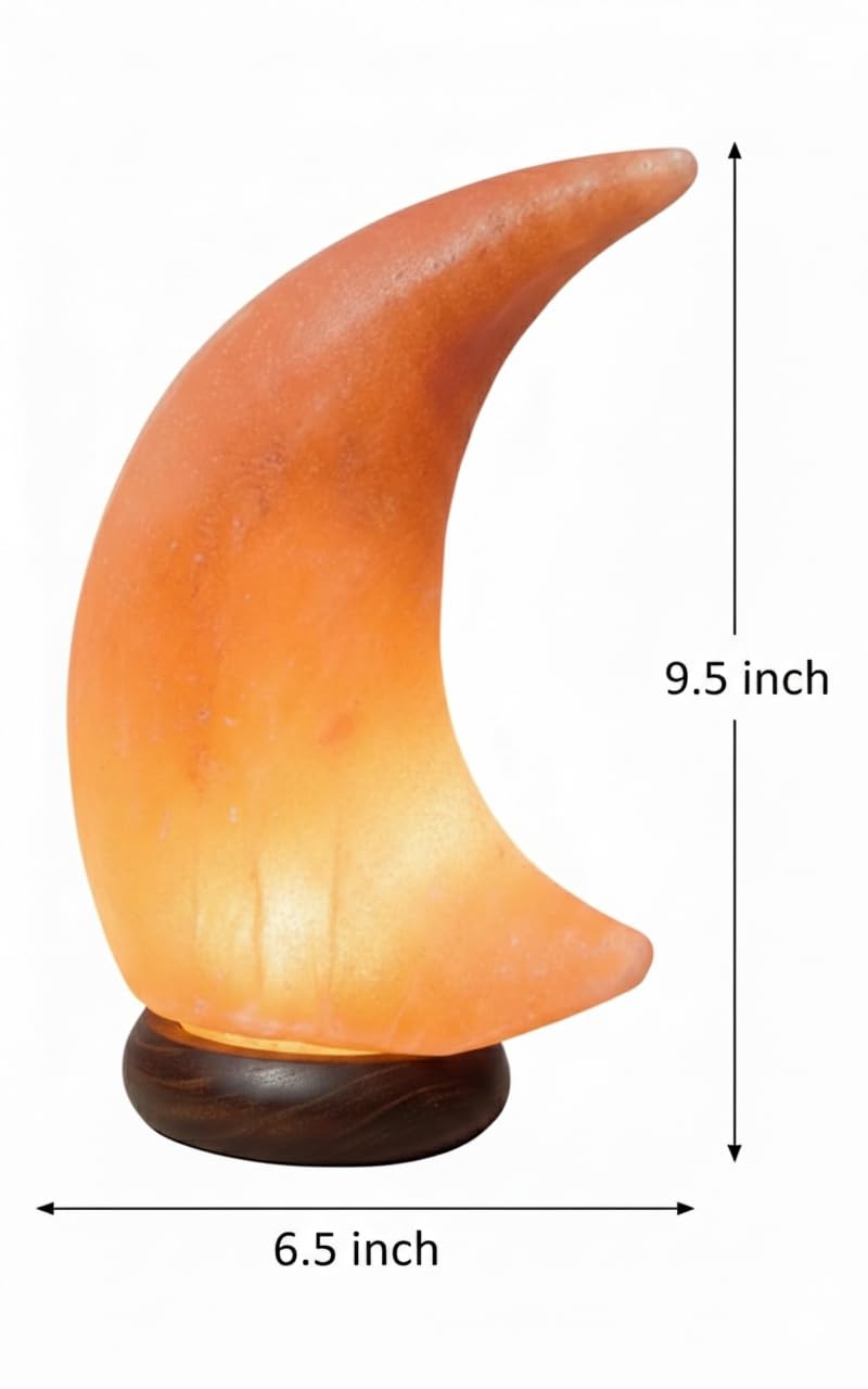 NatureBoost HL Himalayan Pink Salt Lamp Moon with Wooden Base. A dimmer Switch and a Pair of 15W Bulbs Included. Unique Gift Idea