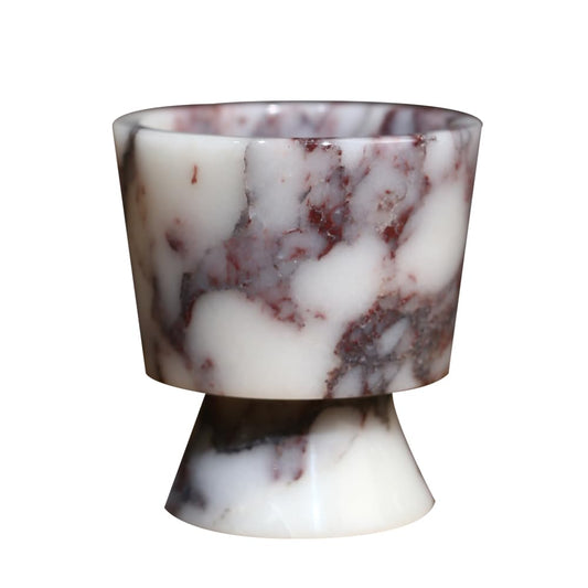 Premium Natural Marble Small Stone Pillar Candle Holder, with Unique Veined Pattern, Decor for Desk, Nightstand, Bathroom or Living Room, Luxe Home for Tea Light