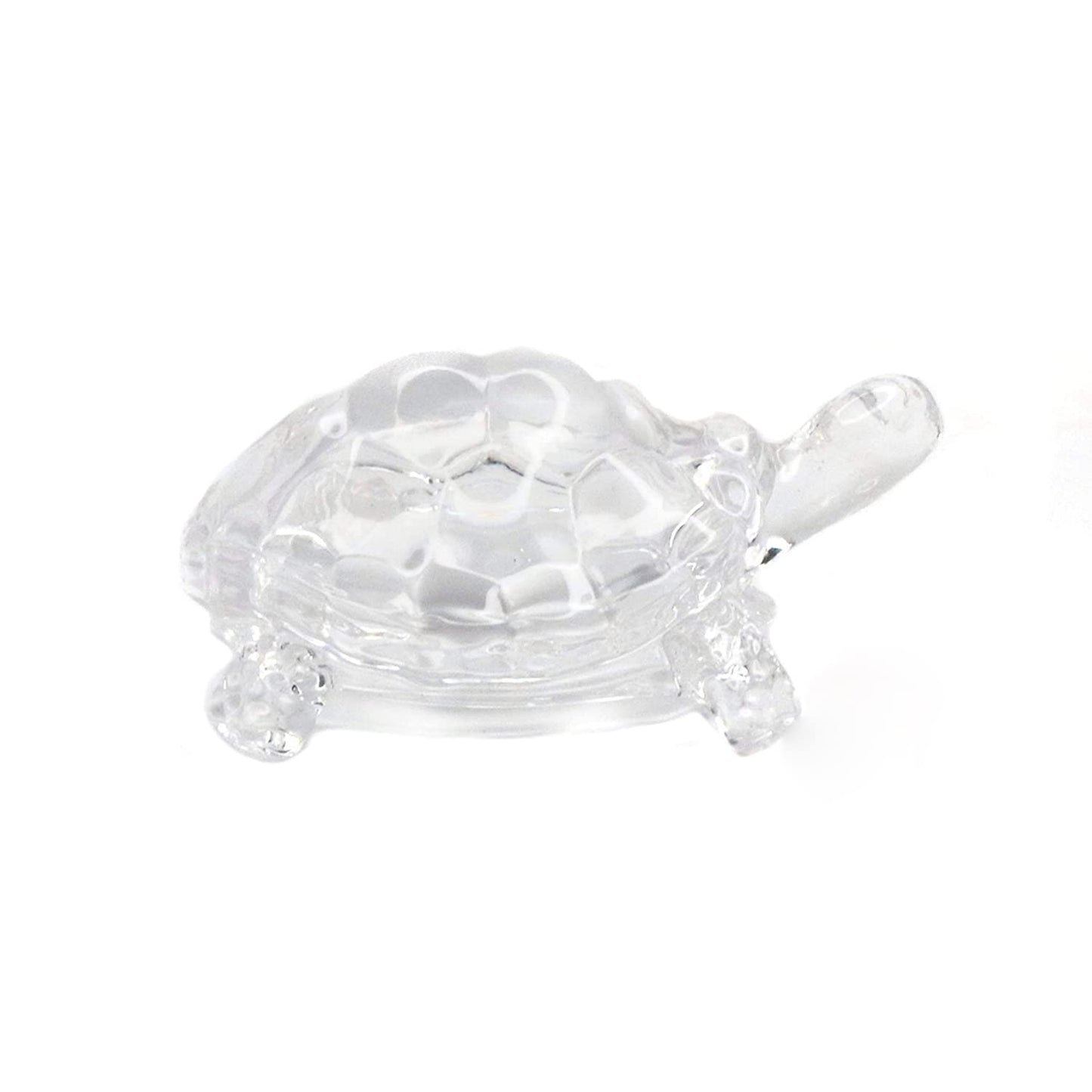 Satre Online and Marketing Crystal Glass Vastu & Feng Shui Turtle, Tortoise with Leaf Plate Set of 2 (2 Pieces)