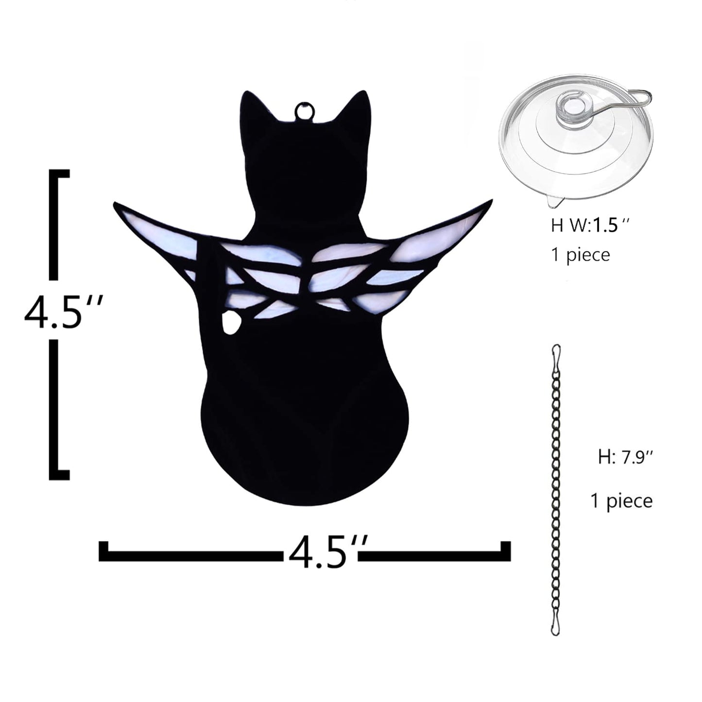 BOXCASA Black Cat Memorial Gifts for Loss of Cat Stained Glass Suncatcher