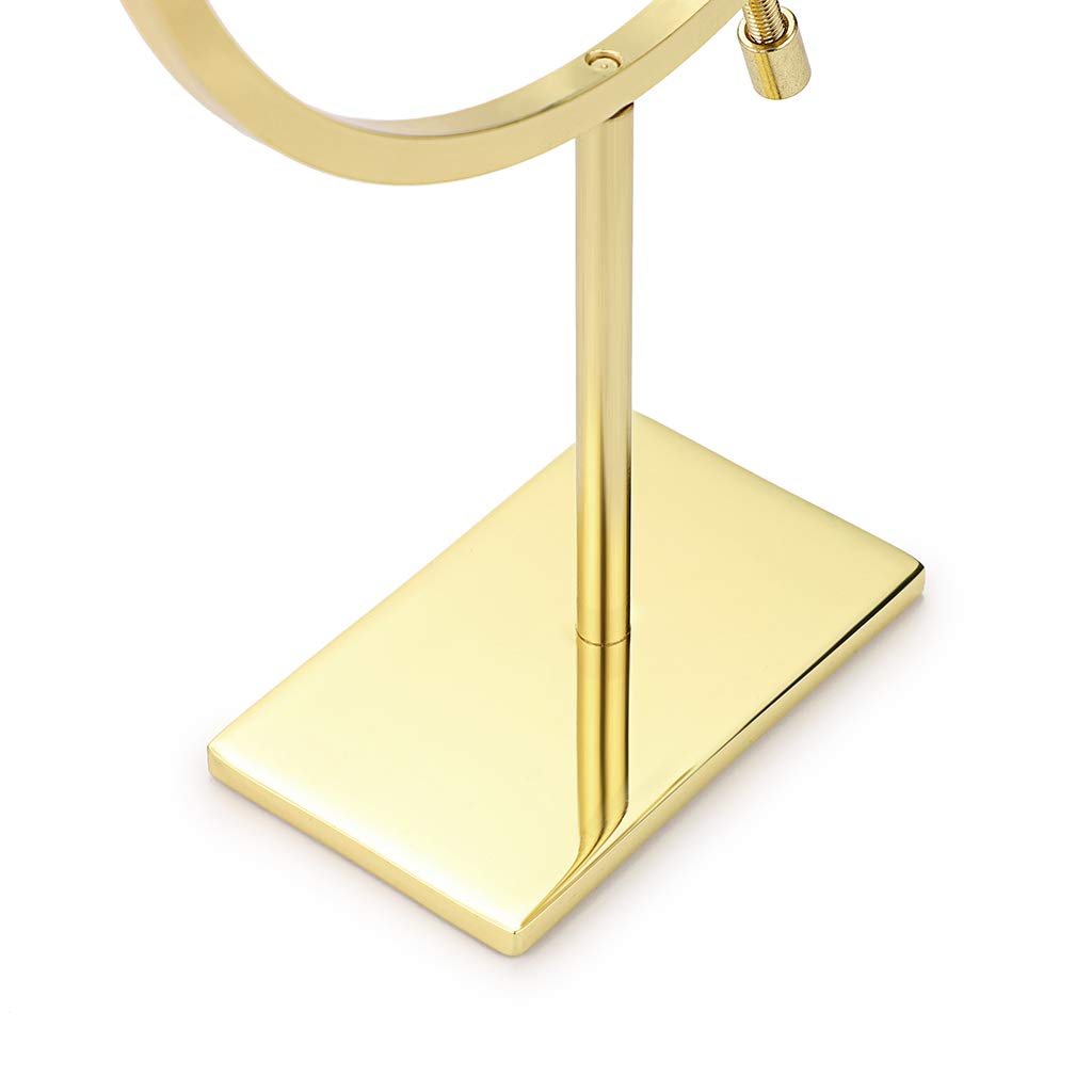 JUXYES Golden Toned Sphere Holder Caliper Stand, Caliper Style Display Stand For Mineral, Ornament, Gem, Shell, Coin, etc (M)